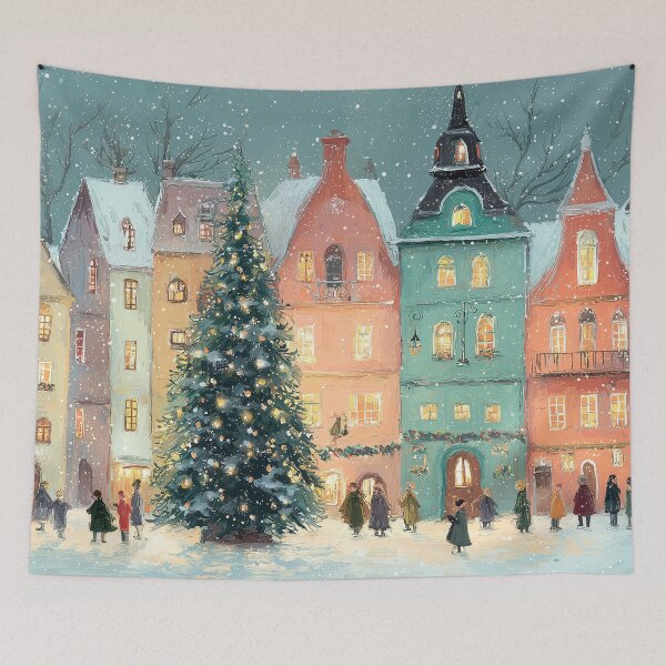 Item preview, Christmas Town Square Snowy Village Painting designed and sold by NatureSight.