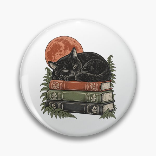 Item preview, Sleeping Black Cat on Books - Cozy Reader Art designed and sold by cybersilverhand.