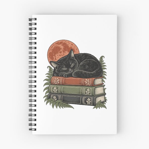 Item preview, Sleeping Black Cat on Books - Cozy Reader Art designed and sold by cybersilverhand.