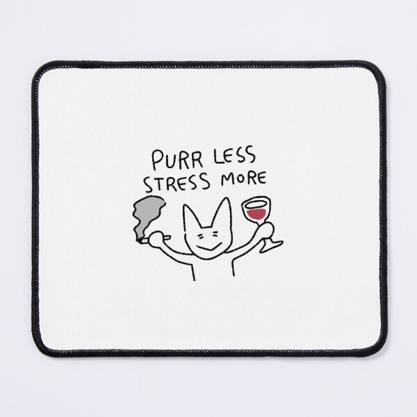 Item preview, Funny Cat Sticker | Purr Less Stress More | Wine Cat Illustration | Cute Cat Art | Quirky Cat Humor designed and sold by lazydayz16.