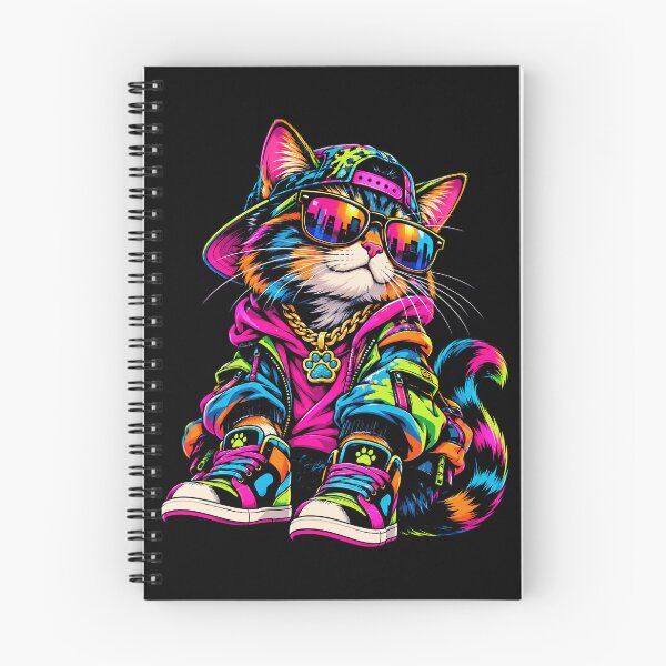 Item preview, Neon Hip Hop Cat with Sunglasses Retro Streetwear designed and sold by ArcaneArtistry.