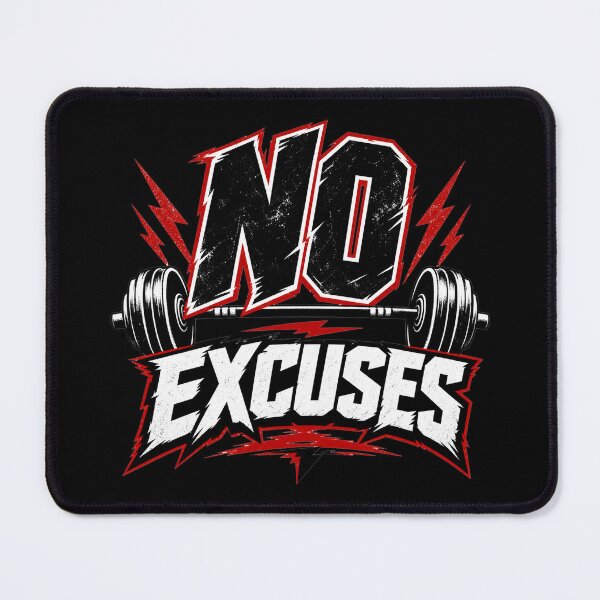 Item preview, No Excuses Funny gym motivational design for personal trainers, red and black exercise and gym lovers designed and sold by LD ART.