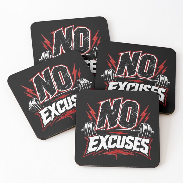 Item preview, No Excuses Funny gym motivational design for personal trainers, red and black exercise and gym lovers  designed and sold by LD ART.