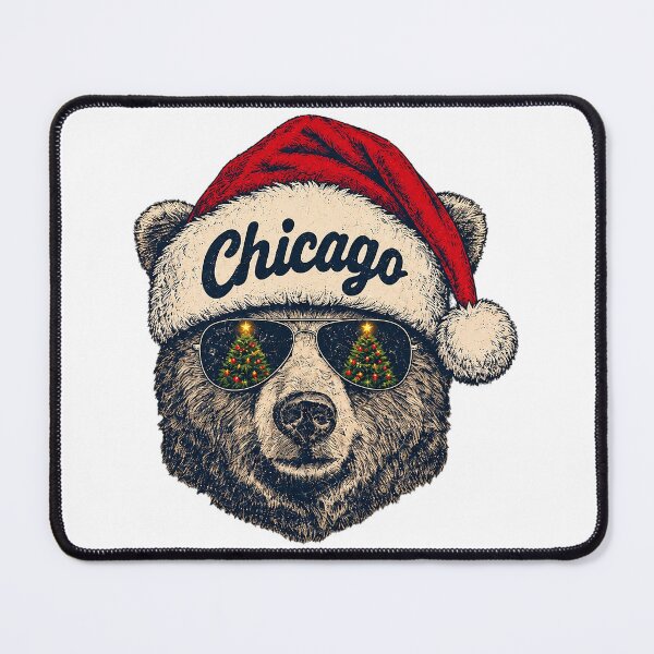 Item preview, Chicago Bear Wearing Santa Hat And Sunglasses Christmas Vintage designed and sold by dartoffofo⭐⭐⭐⭐⭐.
