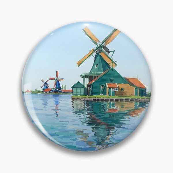 Item preview, Zaanse Schans Watercolor – Dutch Windmill Landscape, Netherlands designed and sold by POSTERIOCREW.