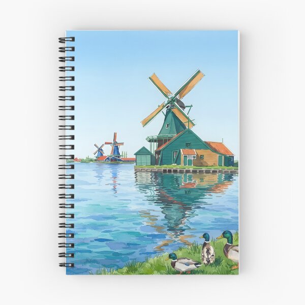 Item preview, Zaanse Schans Watercolor – Dutch Windmill Landscape, Netherlands designed and sold by POSTERIOCREW.