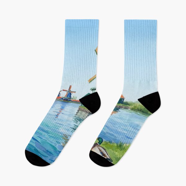 Item preview, Zaanse Schans Watercolor – Dutch Windmill Landscape, Netherlands designed and sold by POSTERIOCREW.
