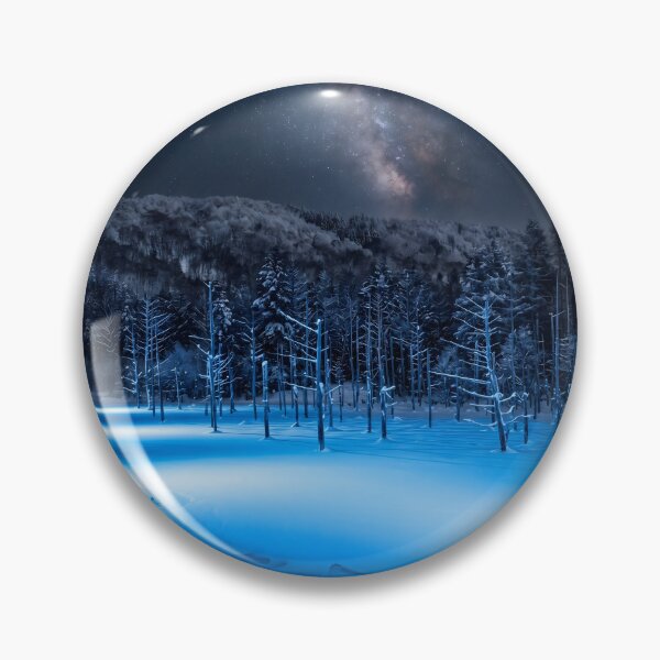 Item preview, Shirogane Blue Pond Winter Night Photography designed and sold by conohitoAI-ArtGallery.