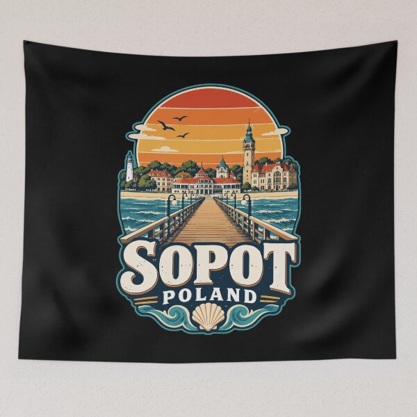 Item preview, Sopot Trojmiasto Poland Retro Vintage Travel designed and sold by TomFrontierArt.