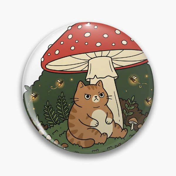 Item preview, Grumpy Chubby Cat Cottagecore Mushroom Goblincore Gift designed and sold by mindshocker.