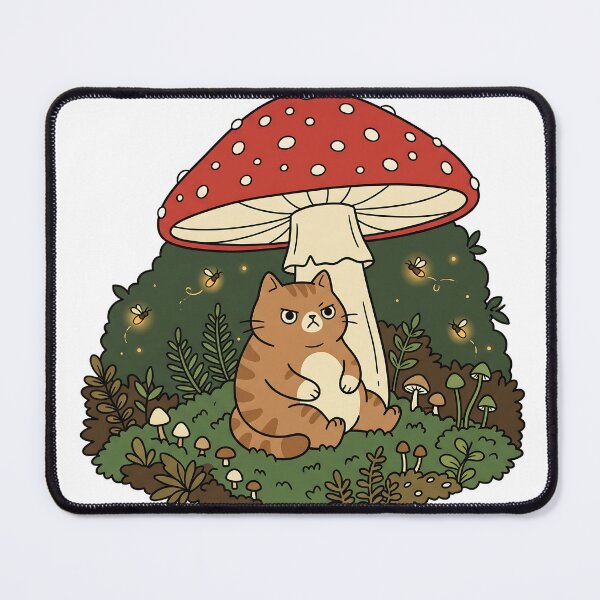 Item preview, Grumpy Chubby Cat Cottagecore Mushroom Goblincore Gift designed and sold by mindshocker.