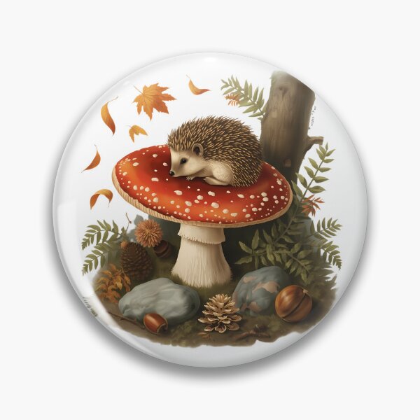 Item preview, Vintage Hedgehog on Amanita Mushroom Dark Cottagecore Autumn Sticker designed and sold by Youram.