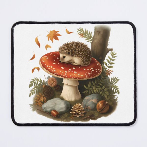 Item preview, Vintage Hedgehog on Amanita Mushroom Dark Cottagecore Autumn Sticker designed and sold by Youram.
