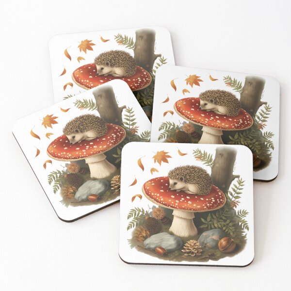 Item preview, Vintage Hedgehog on Amanita Mushroom Dark Cottagecore Autumn Sticker designed and sold by Youram.