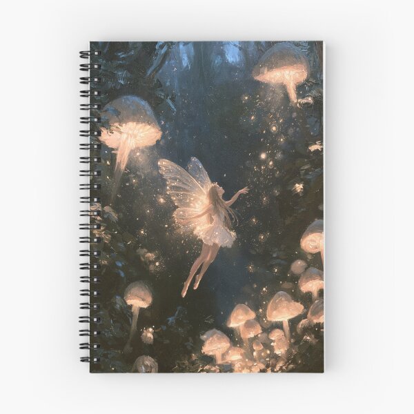 Item preview, A delicate Fairy dancing among glowing mushrooms in an enchanted woodland at twilight, Fantasy & Mythological Creatures designed and sold by CDC40.