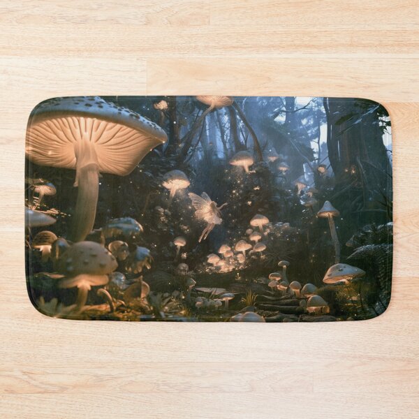Item preview, A delicate Fairy dancing among glowing mushrooms in an enchanted woodland at twilight, Fantasy & Mythological Creatures designed and sold by CDC40.