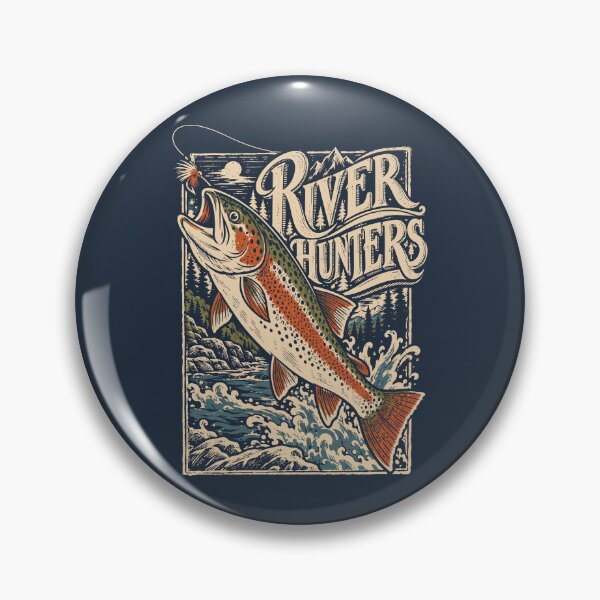 Item preview, River Hunters Trout Fishing Vintage | Fly Fishing Angler Gift designed and sold by Leeded.