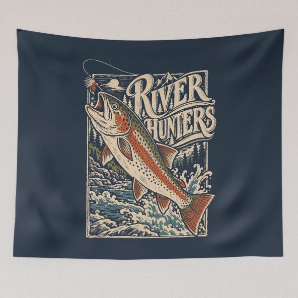 Item preview, River Hunters Trout Fishing Vintage | Fly Fishing Angler Gift designed and sold by Leeded.