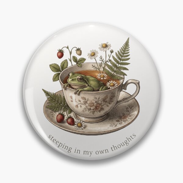 Item preview, Minimalist Botanical Frog Teacup Fine Line Art Poster designed and sold by Aesthetic Amphi-Lab.