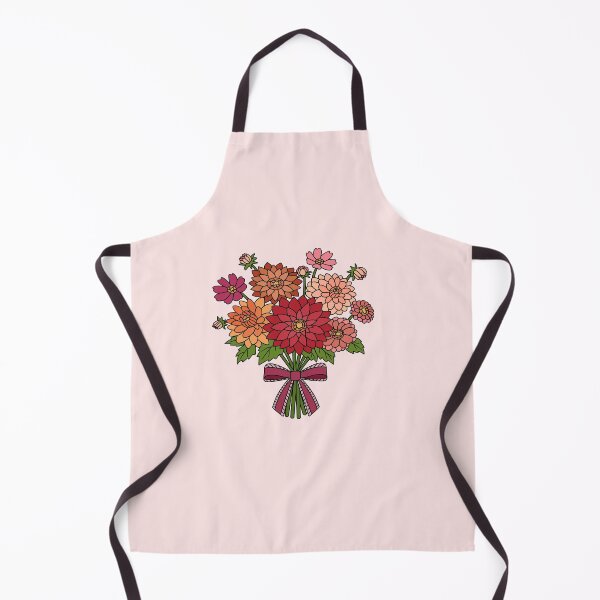 Item preview, Autumn Warm Toned Dahlia Flower Bouquet with a Burgundy Ribbon Bow by Hand Drawn designed and sold by RS4you.