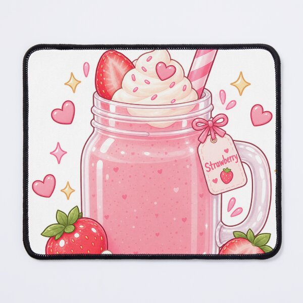 Item preview, Cute Strawberry Smoothie Jar – Kawaii Pink Berry Drink designed and sold by Kiralemon.