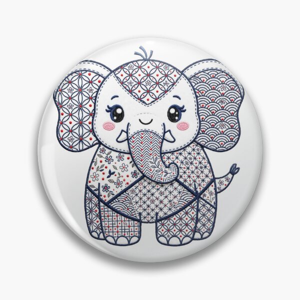 Item preview, Thai pattern elephant sashiko style designed and sold by Maewshooter.