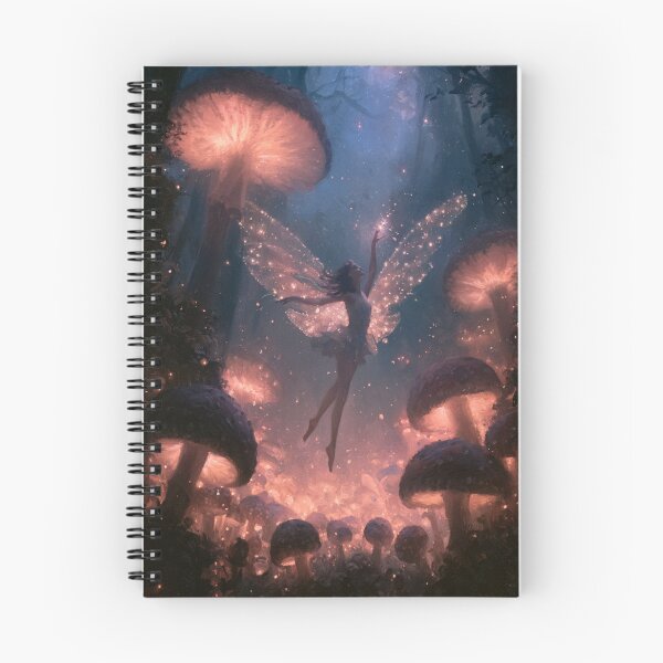 Item preview, A delicate Fairy dancing among glowing mushrooms in an enchanted woodland at twilight, Fantasy & Mythological Creatures designed and sold by CDC40.