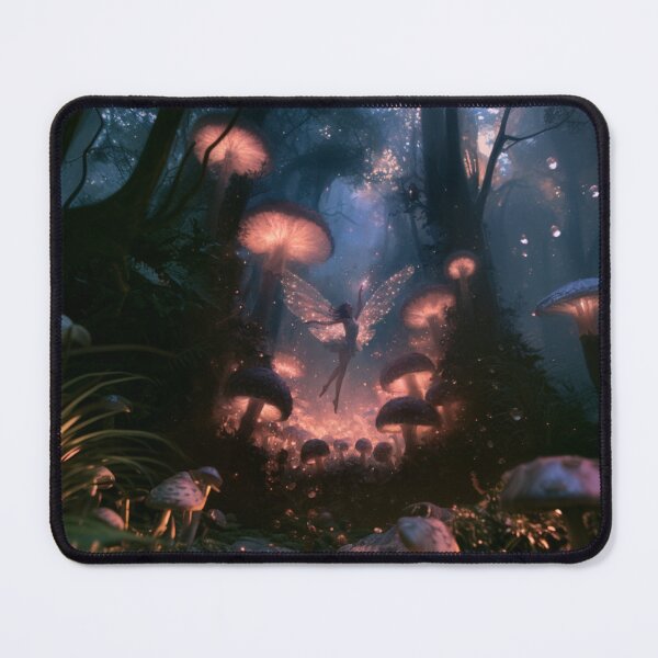 Item preview, A delicate Fairy dancing among glowing mushrooms in an enchanted woodland at twilight, Fantasy & Mythological Creatures designed and sold by CDC40.