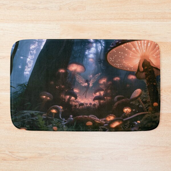 Item preview, A delicate Fairy dancing among glowing mushrooms in an enchanted woodland at twilight, Fantasy & Mythological Creatures designed and sold by CDC40.