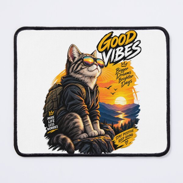 Item preview, Inspirational Cat T-Shirt – Good Vibes, Big Dreams, Brighter Days designed and sold by Weze2007.