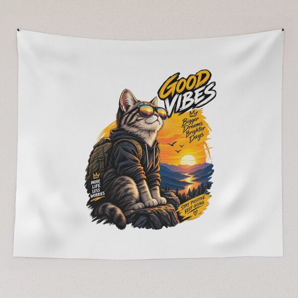Item preview, Inspirational Cat T-Shirt – Good Vibes, Big Dreams, Brighter Days designed and sold by Weze2007.