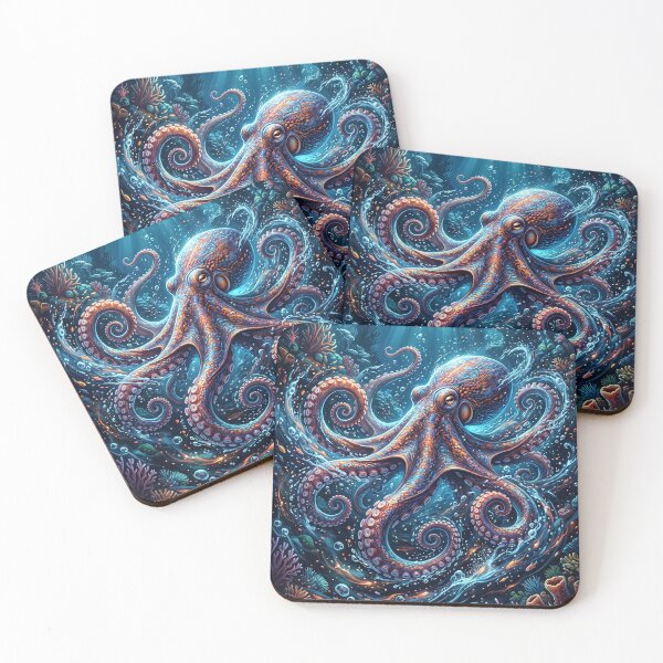 Item preview, Majestic Giant Octopus in a Vibrant Coral Reef designed and sold by Lucid Dream Pixel.