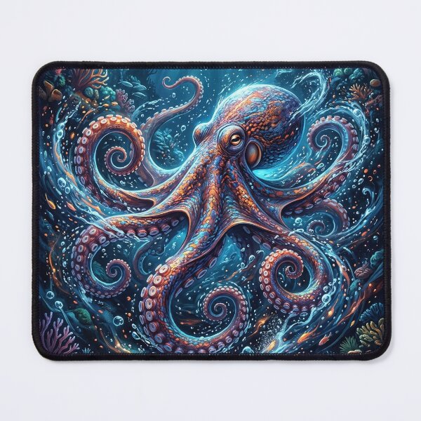 Item preview, Majestic Giant Octopus in a Vibrant Coral Reef designed and sold by Lucid Dream Pixel.