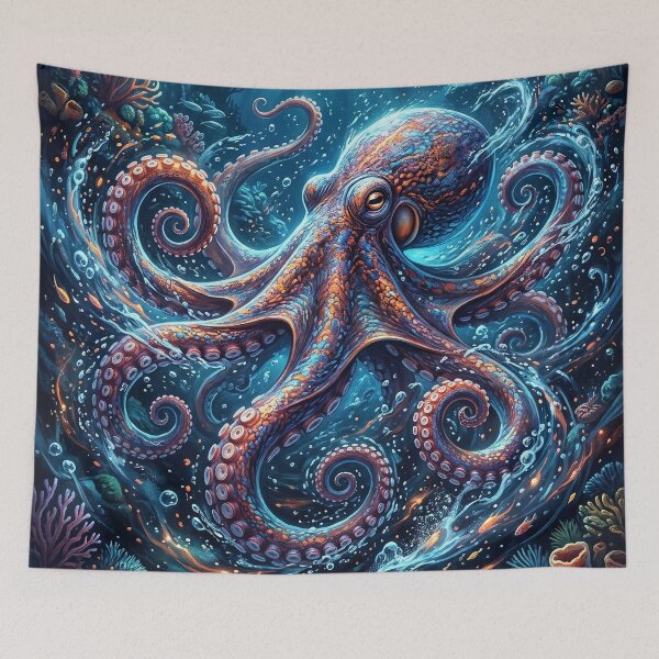 Item preview, Majestic Giant Octopus in a Vibrant Coral Reef designed and sold by Lucid Dream Pixel.