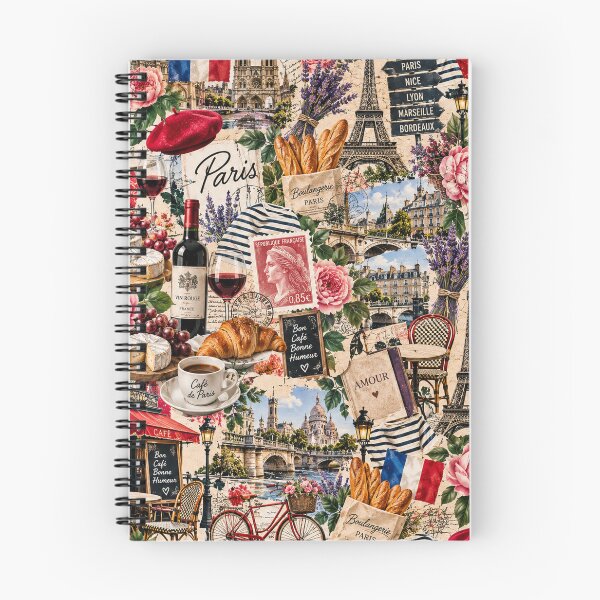 Item preview, Paris La Vie Est Belle French Travel Collage Pattern designed and sold by MetaModel Editions.