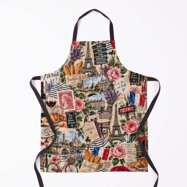 Item preview, Paris La Vie Est Belle French Travel Collage Pattern designed and sold by MetaModel Editions.