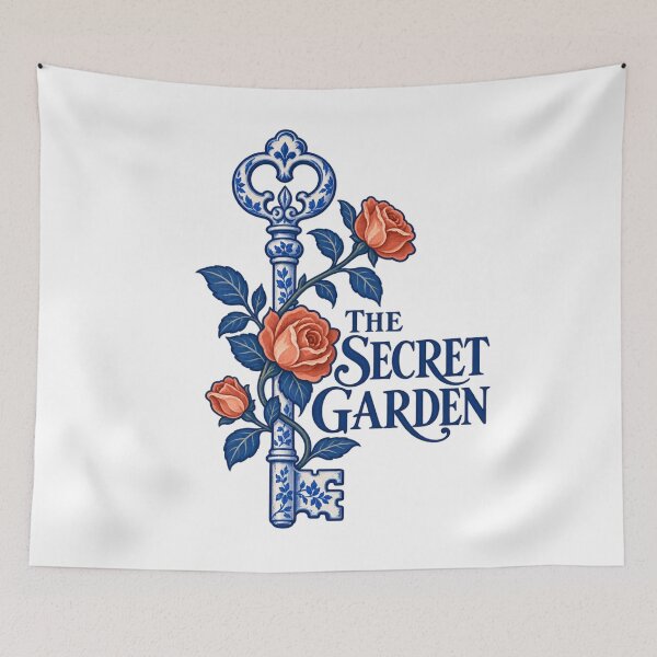 Item preview, The Secret Garden – Blue China Key and Roses designed and sold by Fenay Designs.