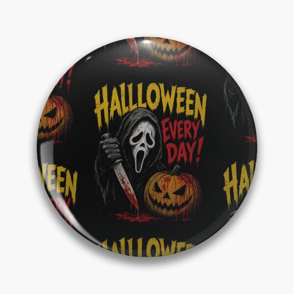 Item preview, Halloween Every Day Creepy Slasher Mask Bloody Knife Pumpkin Horror Vintage Art designed and sold by AnimeSH9.