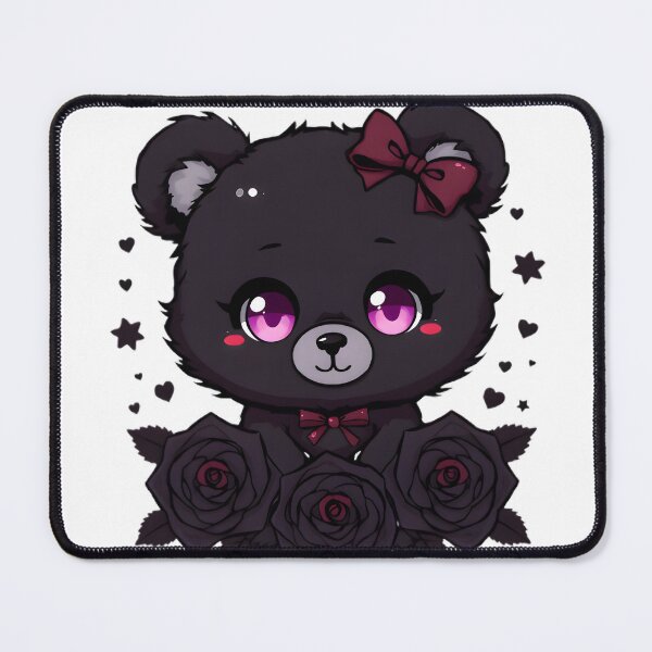 Item preview, Cute Gothic Bear with Black Roses & Pink Eyes | Kawaii Dark Teddy Bear designed and sold by dreamz-world.
