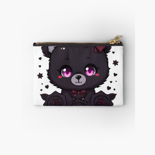 Item preview, Cute Gothic Bear with Black Roses & Pink Eyes | Kawaii Dark Teddy Bear designed and sold by dreamz-world.