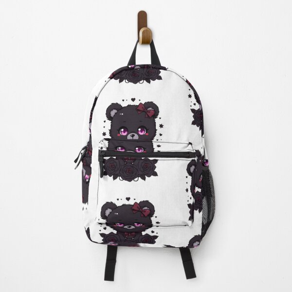 Item preview, Cute Gothic Bear with Black Roses & Pink Eyes | Kawaii Dark Teddy Bear designed and sold by dreamz-world.