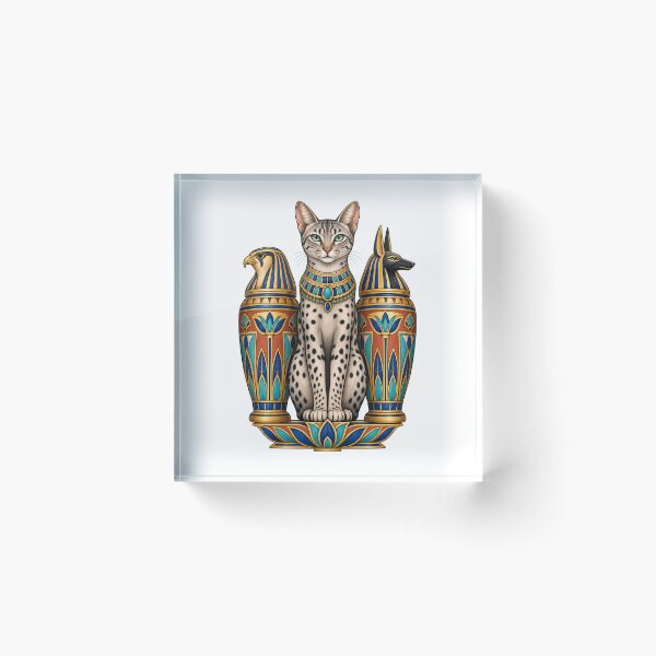 Item preview, Egyptian Mau Sacred Cat Horus Anubis Canopic Jars designed and sold by Old's Cool Cat Studio.