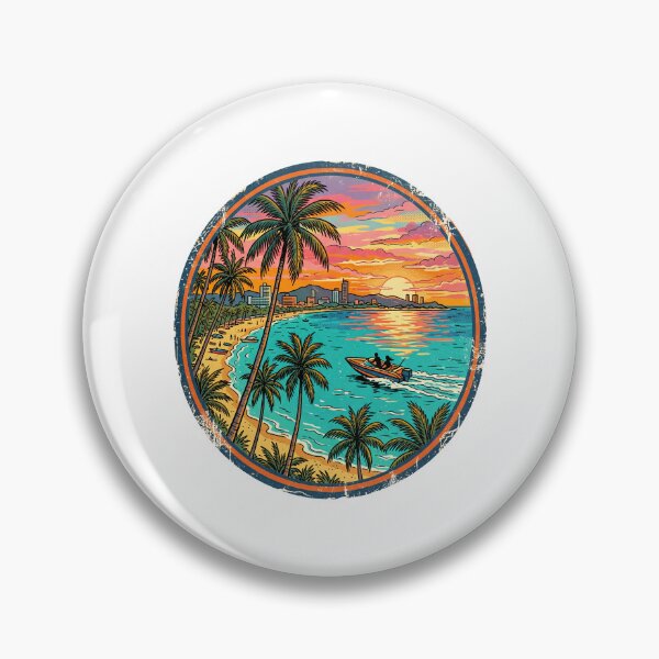 Item preview, Retro Tropical Beach Sunset with Palm Trees designed and sold by naragon4289.