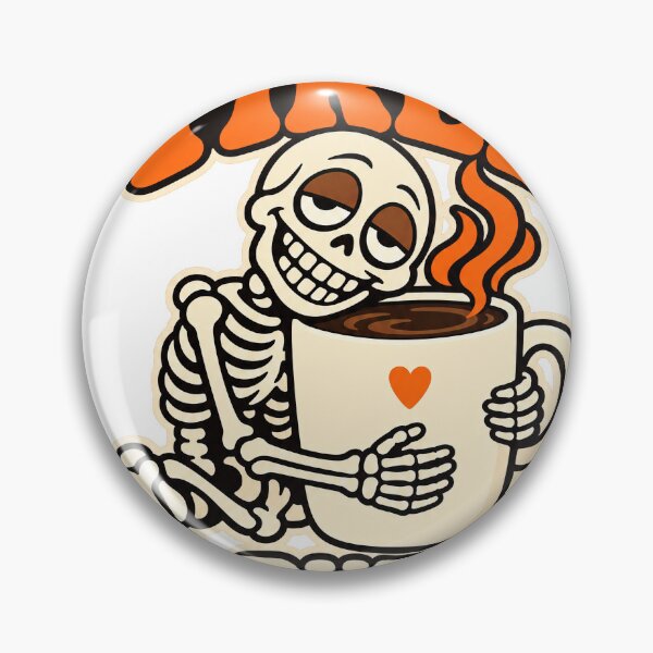 Item preview, Cute Skeleton Coffee - Bone Tired but Caffeinated designed and sold by Cozy Boo Club.