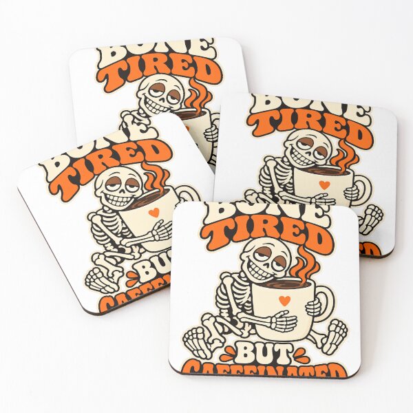 Item preview, Cute Skeleton Coffee - Bone Tired but Caffeinated designed and sold by Cozy Boo Club.