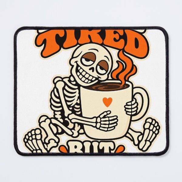 Item preview, Cute Skeleton Coffee - Bone Tired but Caffeinated designed and sold by Cozy Boo Club.