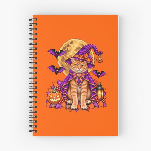 Item preview, Orange Tabby Cat Halloween Witch Costume & Spooky Pumpkin designed and sold by PixelsPaws.
