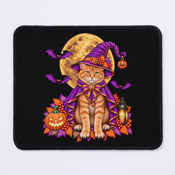 Item preview, Orange Tabby Cat Halloween Witch Costume & Spooky Pumpkin designed and sold by PixelsPaws.