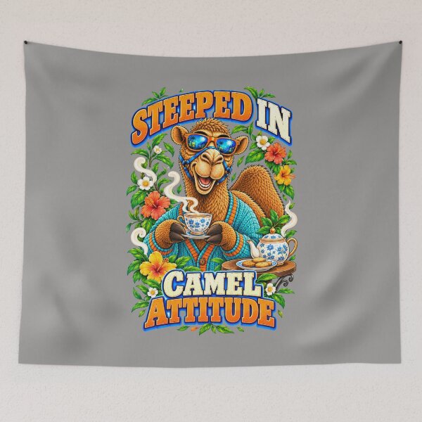 Item preview, Steeped in Camel Attitude – Funny Lifestyle and Pets T-Shirt – Funny Camel T-Shirt Animal Graphic Camel T-Shirt designed and sold by Camel & Quirk.
