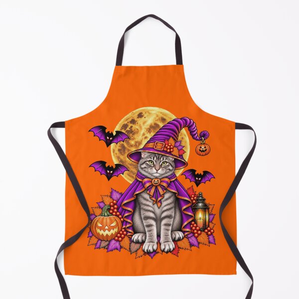 Item preview, Grey Tabby Cat Halloween Witch Costume & Spooky Pumpkin designed and sold by PixelsPaws.